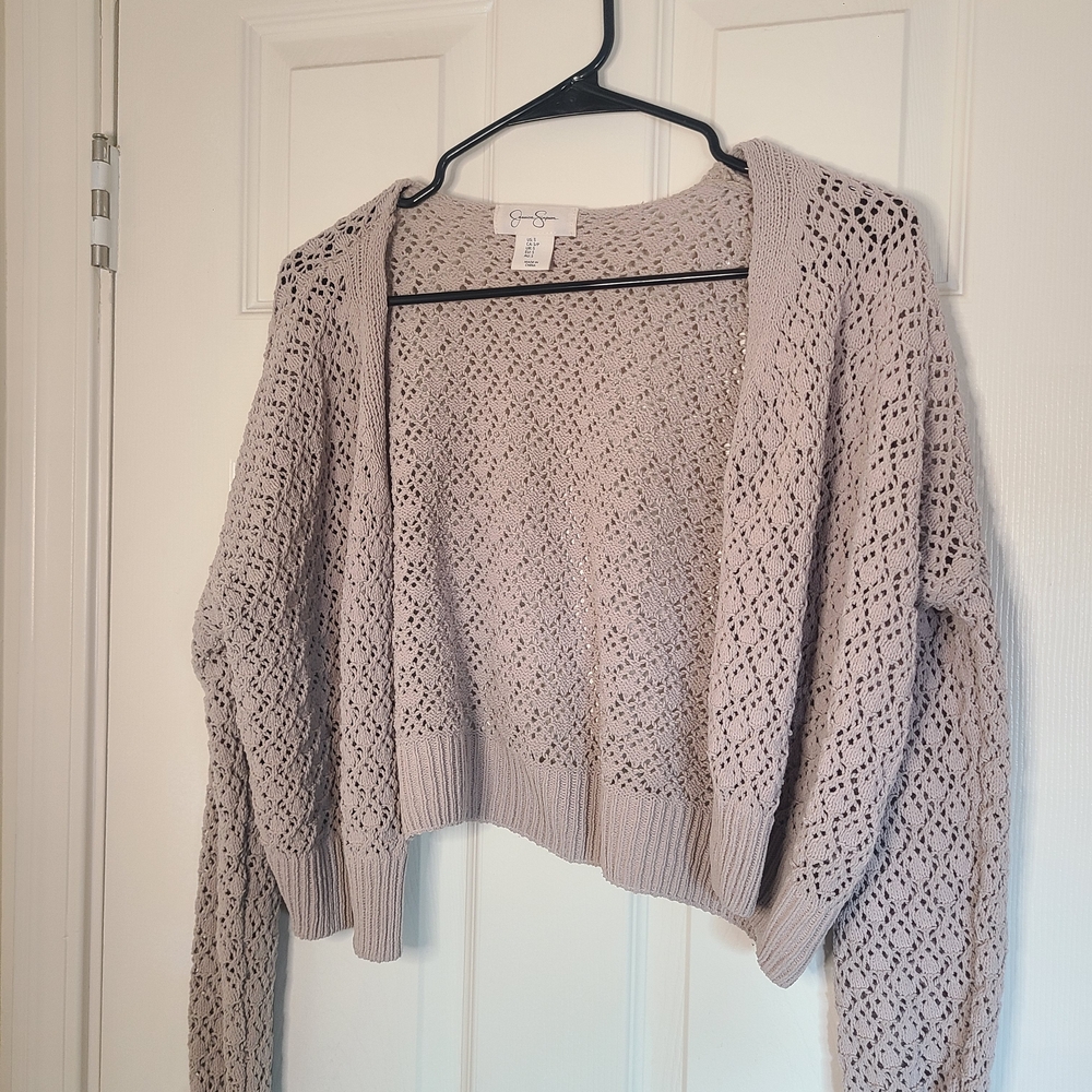 Jessica Simpson Taupe Open-Knit Cardigan